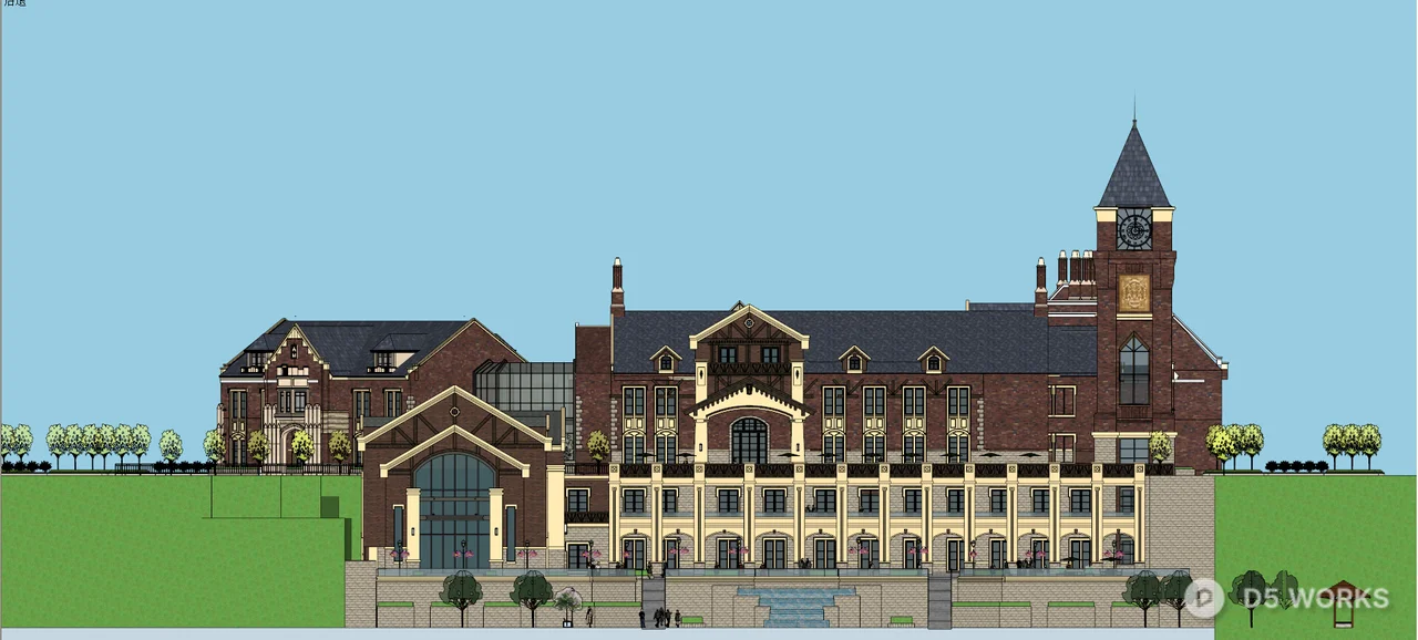 European Style Villa Exterior 3d model thumbnail 3