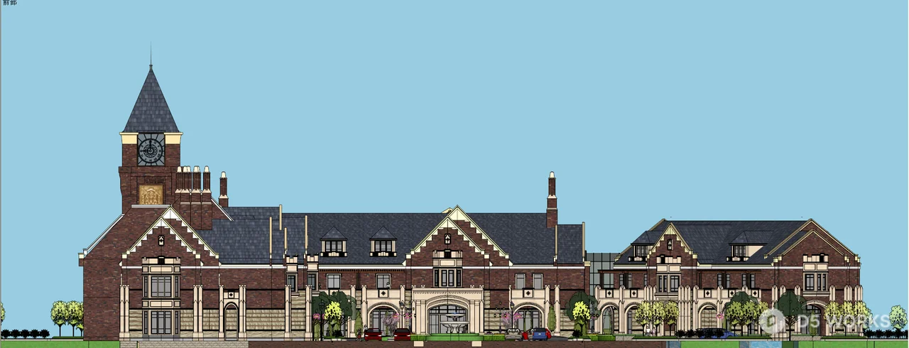 European Style Villa Exterior 3d model thumbnail 2