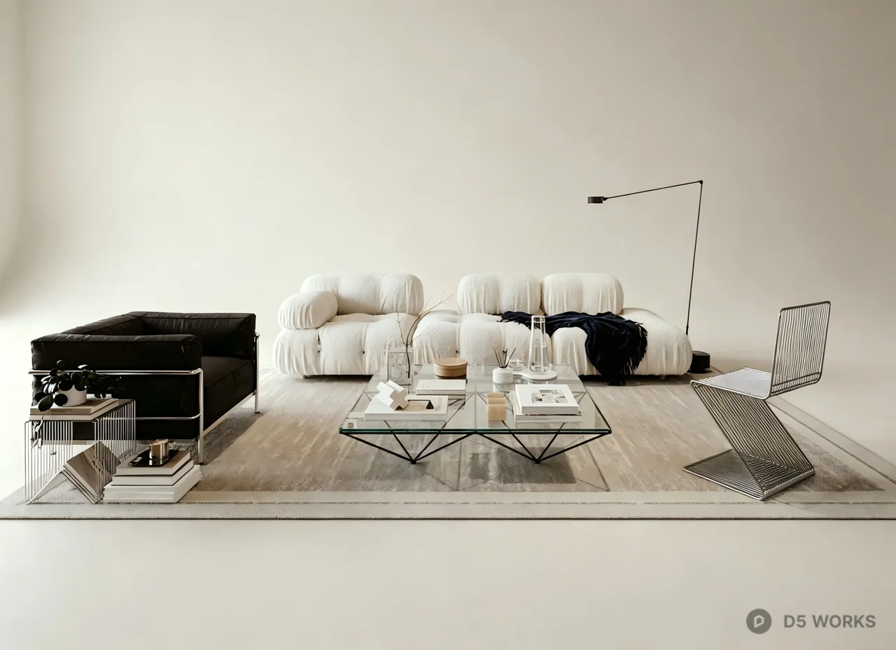 Modernist Living Room Furniture Set 3d model - Image 1