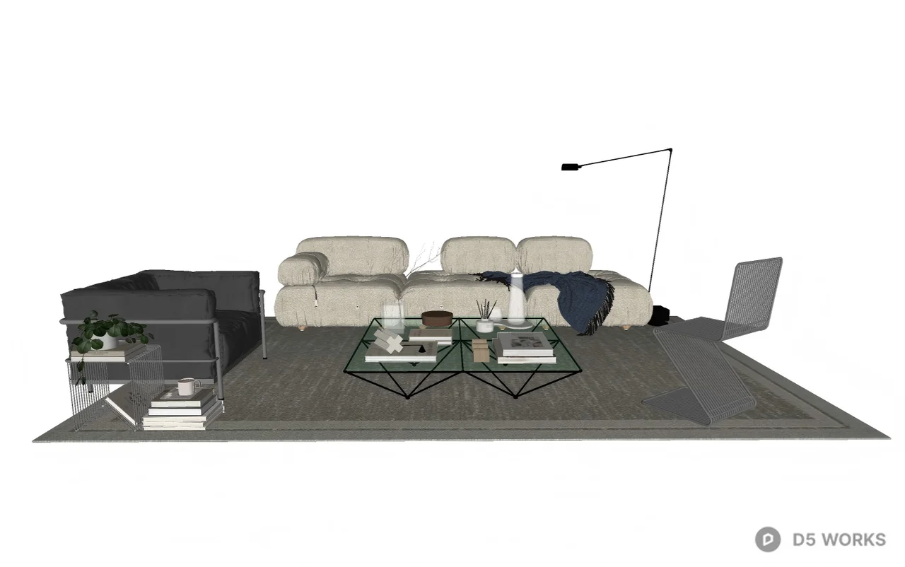 Modernist Living Room Furniture Set 3d model thumbnail 2