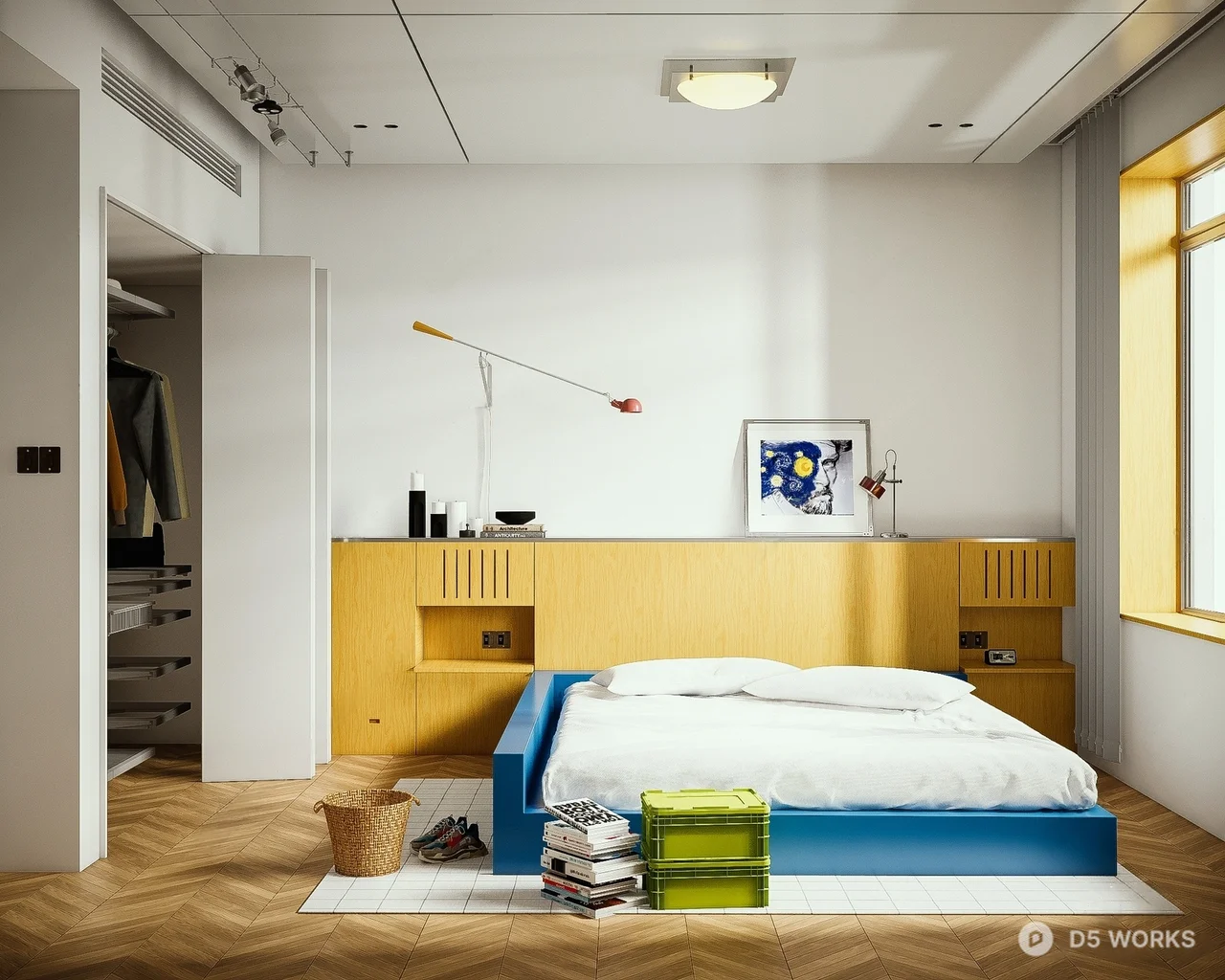 Modern Colorful Bedroom Space 3d model - Image 1