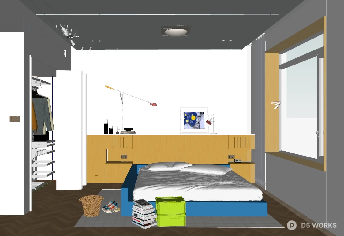 Modern Colorful Bedroom Space 3d model thumbnail 2