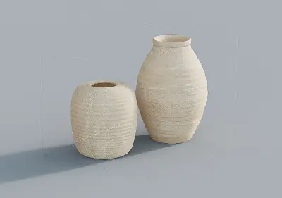Textured Ceramic Vase Set 3d model