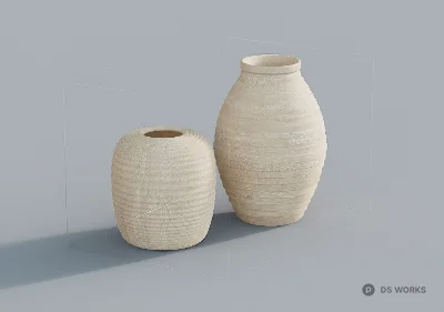 Textured Ceramic Vase Set 3d model - Image 1