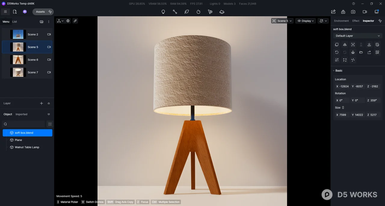 Modern Tripod Table Lamp with Textured Shade 3d model thumbnail 3