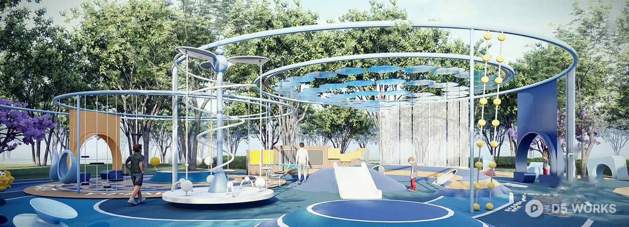 Playful Children's Park With Interactive Installations 3d model thumbnail 6