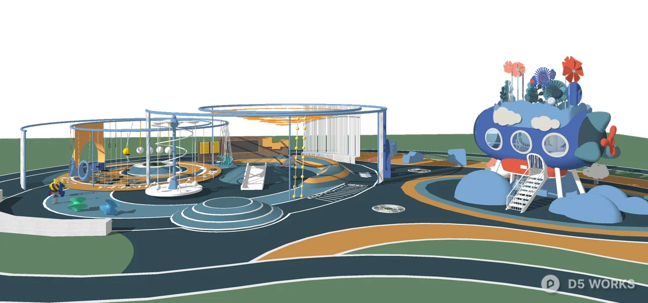 Playful Children's Park With Interactive Installations 3d model thumbnail 3