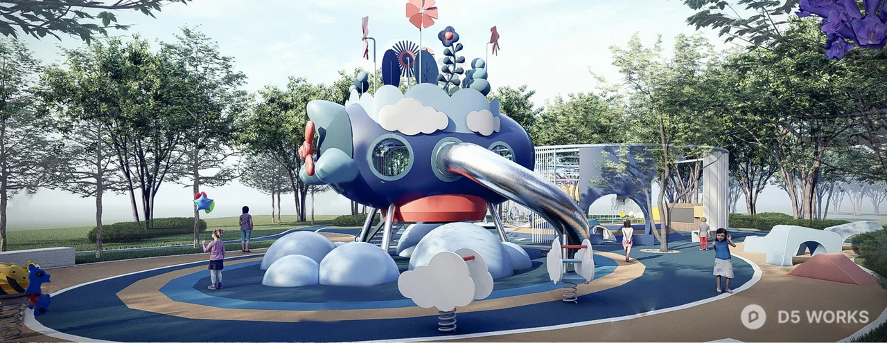 Playful Children's Park With Interactive Installations 3d model thumbnail 2