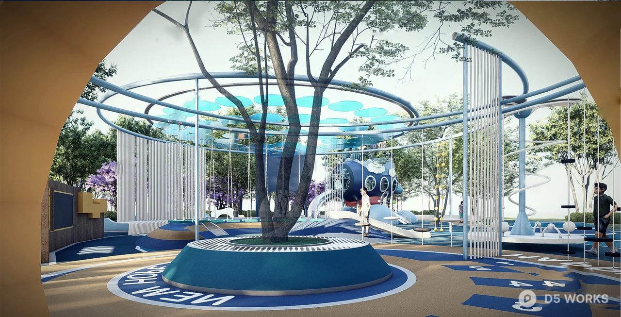 Playful Children's Park With Interactive Installations 3d model thumbnail 8