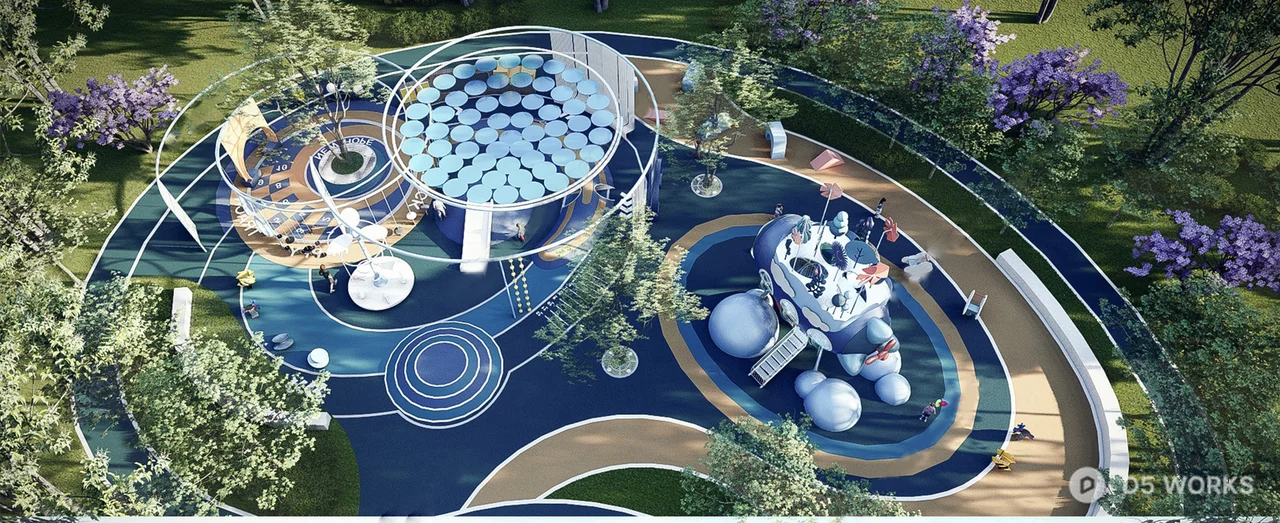 Playful Children's Park With Interactive Installations 3d model - Image 1