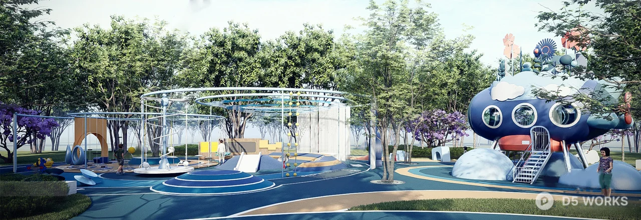 Playful Children's Park With Interactive Installations 3d model thumbnail 10