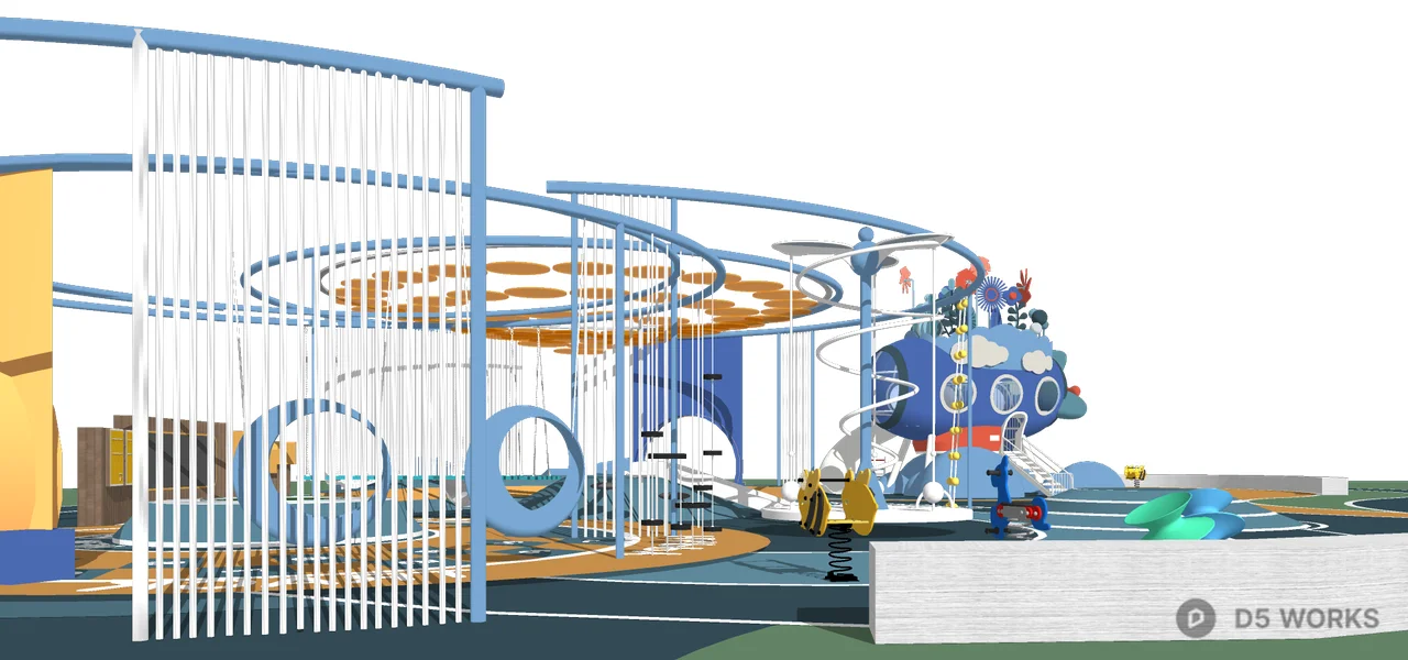Playful Children's Park With Interactive Installations 3d model thumbnail 9