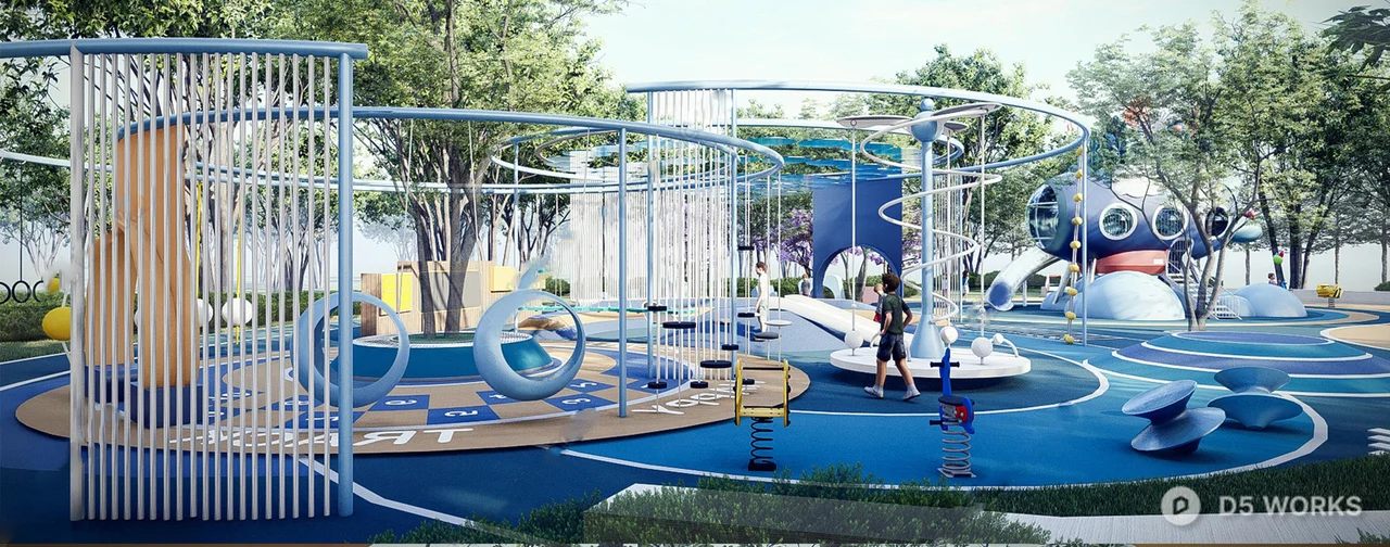 Playful Children's Park With Interactive Installations 3d model thumbnail 5
