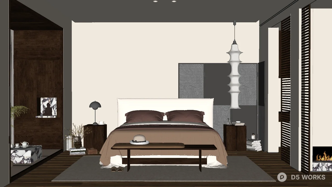 Modern Minimalist Bedroom with Neutral Tones 3d model - Image 1