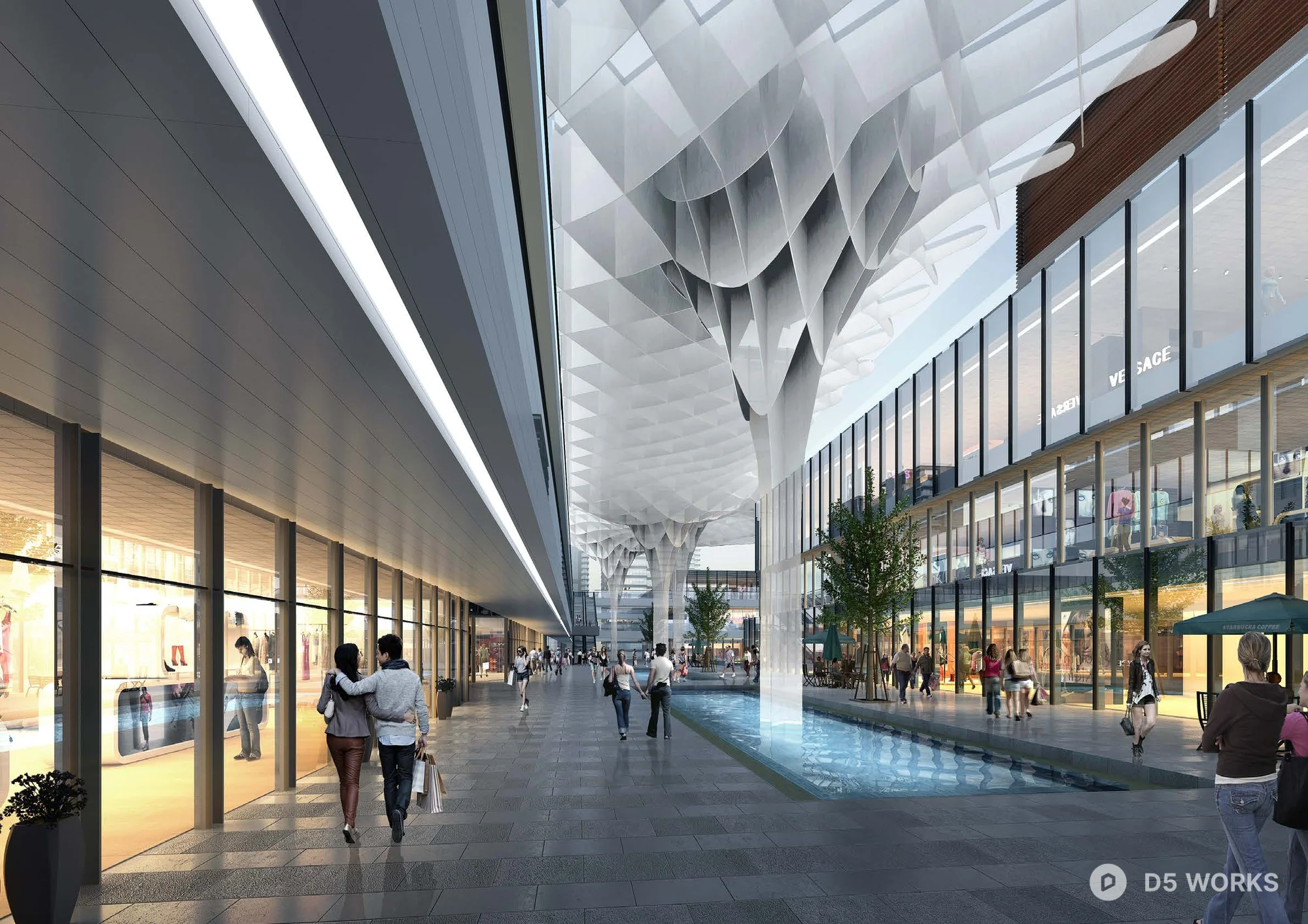 Free Modern Mall Atrium With Sculptural Ceiling 3D Model .skp
