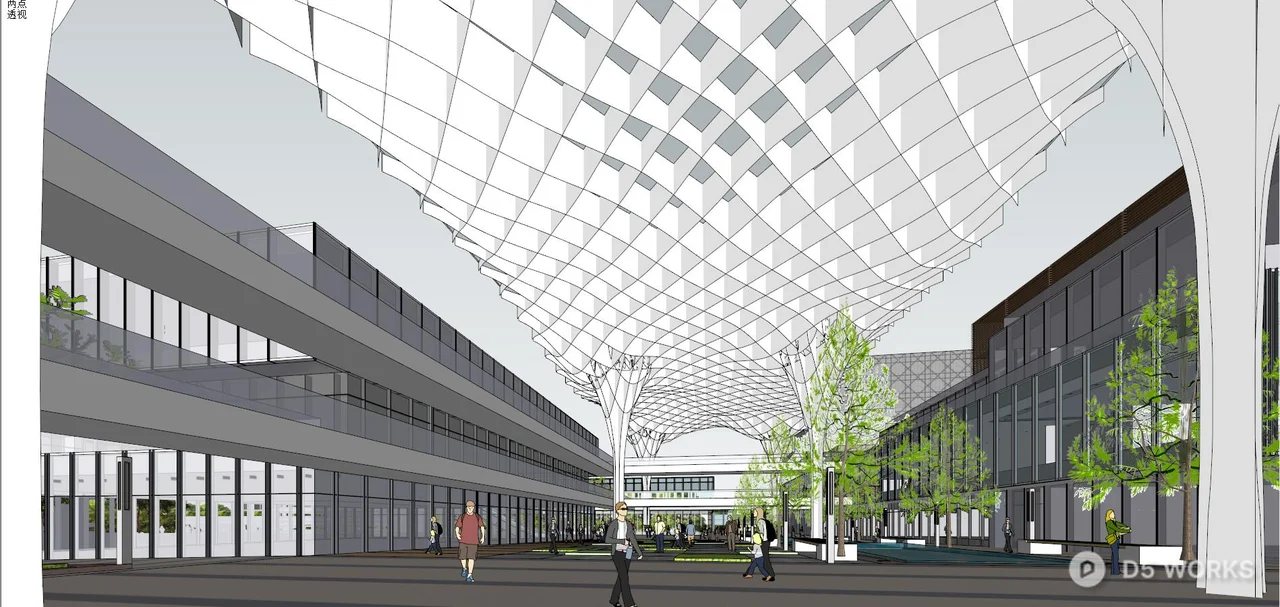 Modern Mall Atrium With Sculptural Ceiling 3d model thumbnail 9