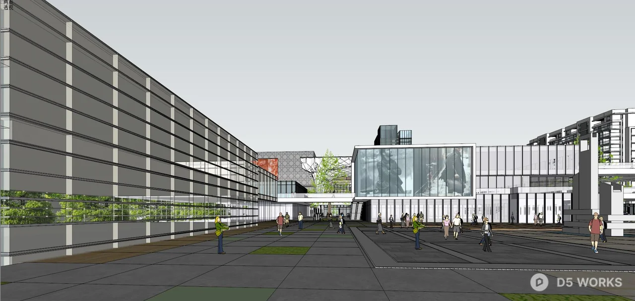 Modern Mall Atrium With Sculptural Ceiling 3d model thumbnail 3