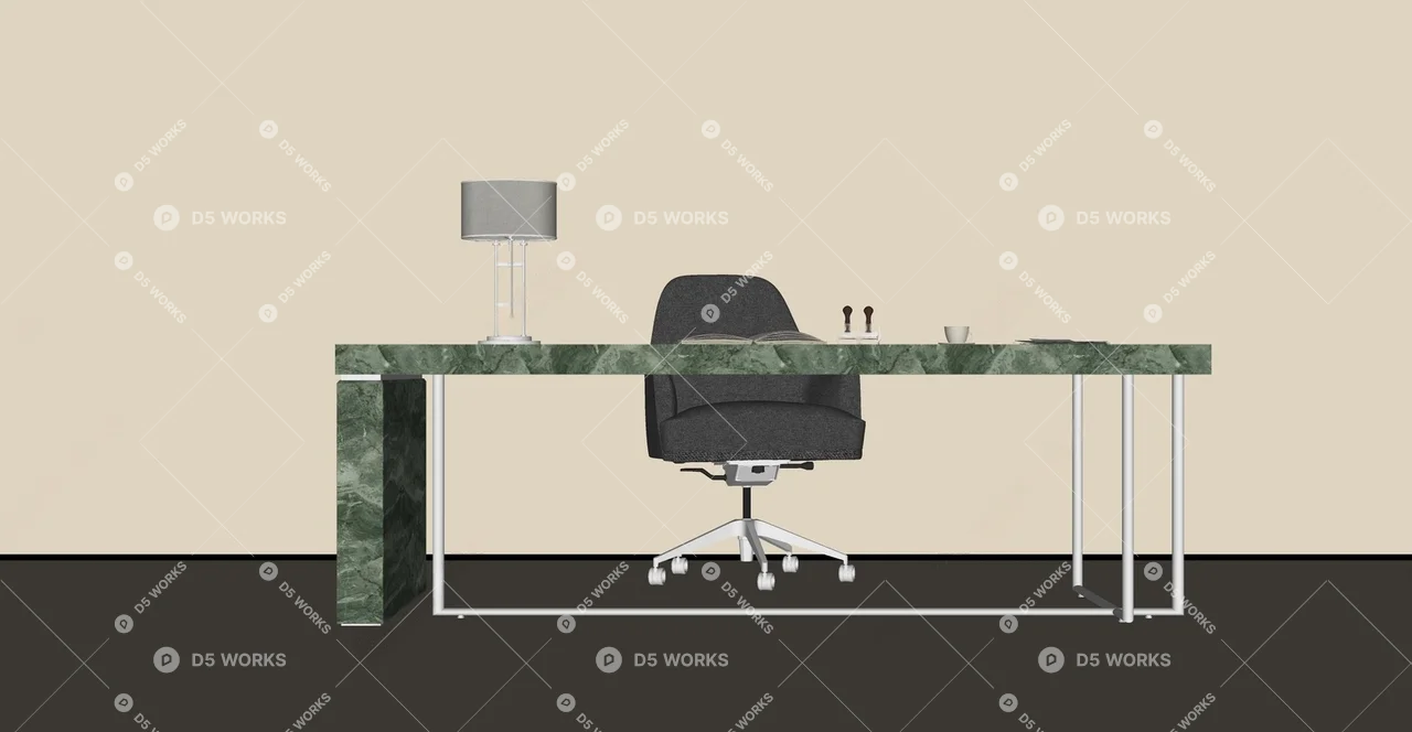 Modern Desk & Chair Set 3d model thumbnail 2