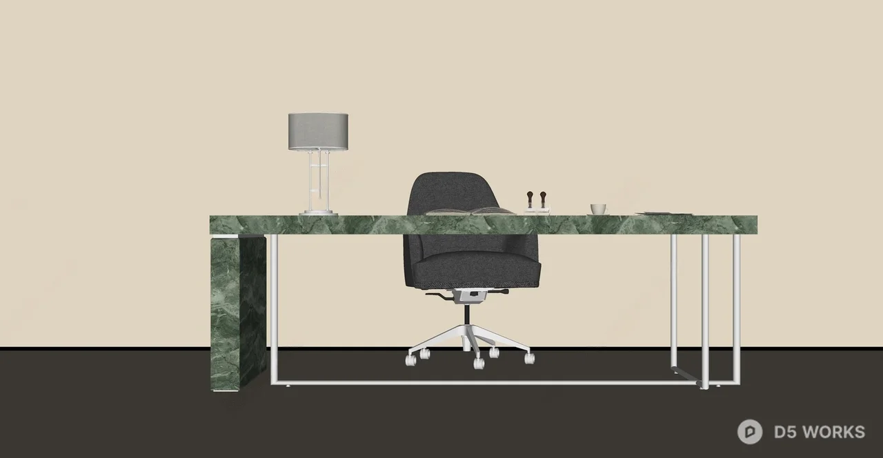 Modern Minimalist Marble Office Desk Space 3d model thumbnail 2