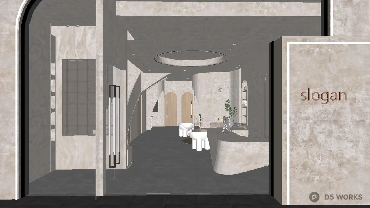 Minimalist Spa Reception Area 3d model - Image 1