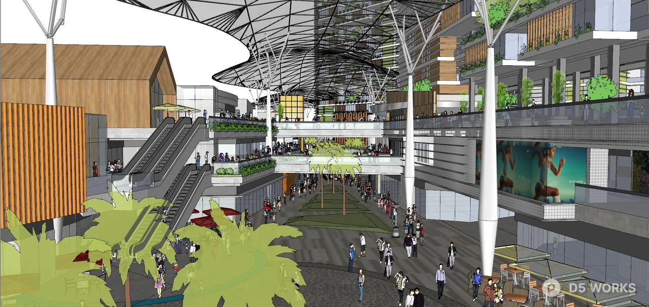Modern Commercial Complex With Green Facade Integration 3d model thumbnail 7