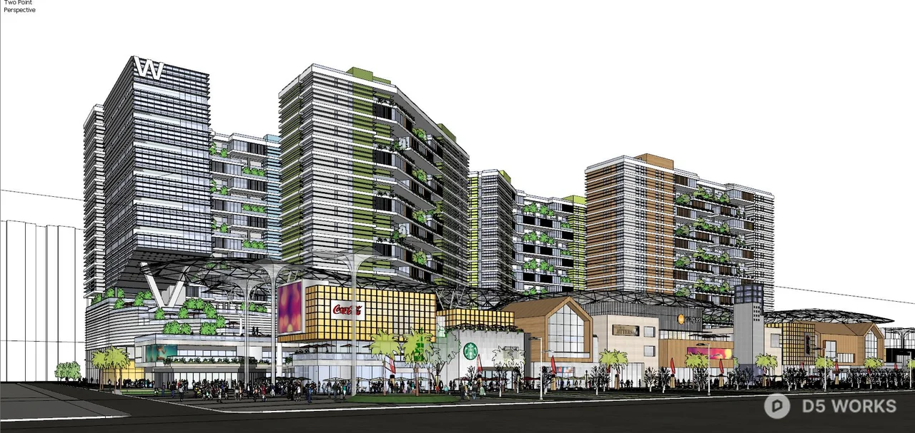 Modern Commercial Complex With Green Facade Integration 3d model thumbnail 9