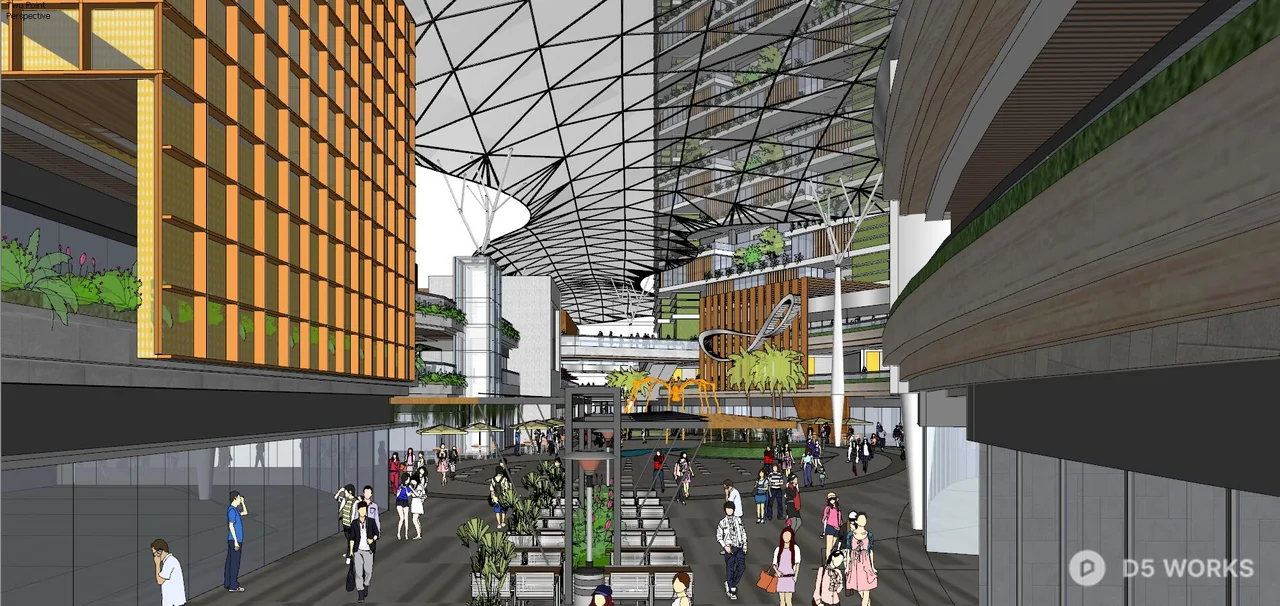 Modern Commercial Complex With Green Facade Integration 3d model thumbnail 4