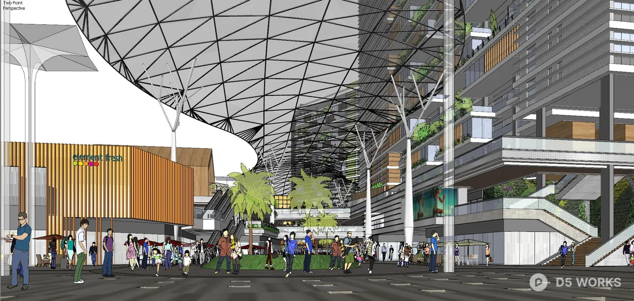 Modern Commercial Complex With Green Facade Integration 3d model thumbnail 2