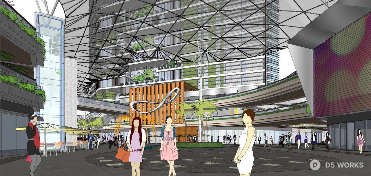 Modern Commercial Complex With Green Facade Integration 3d model thumbnail 8