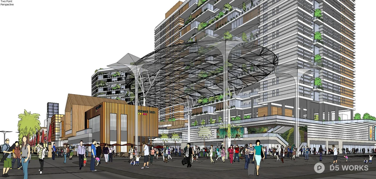 Modern Commercial Complex With Green Facade Integration 3d model thumbnail 6