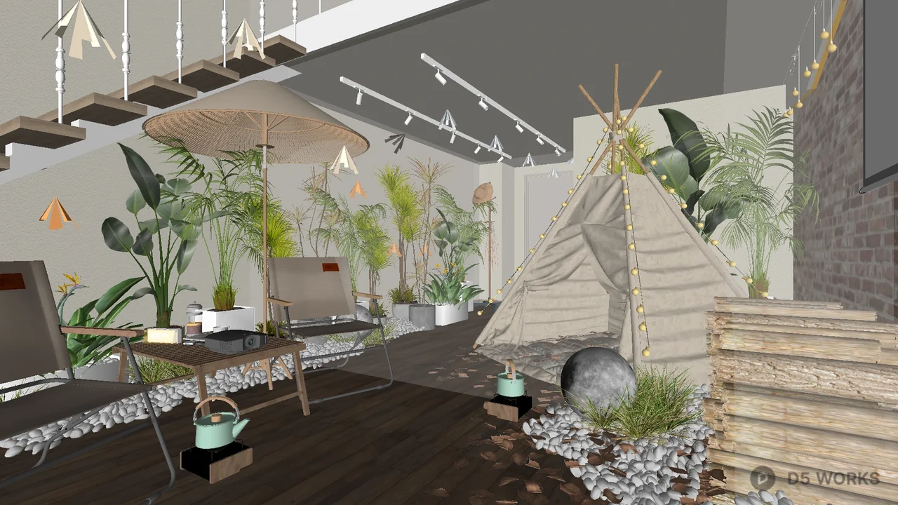 Tropical Style Single Apartment With Teepee And Greenery 3d model - Image 1