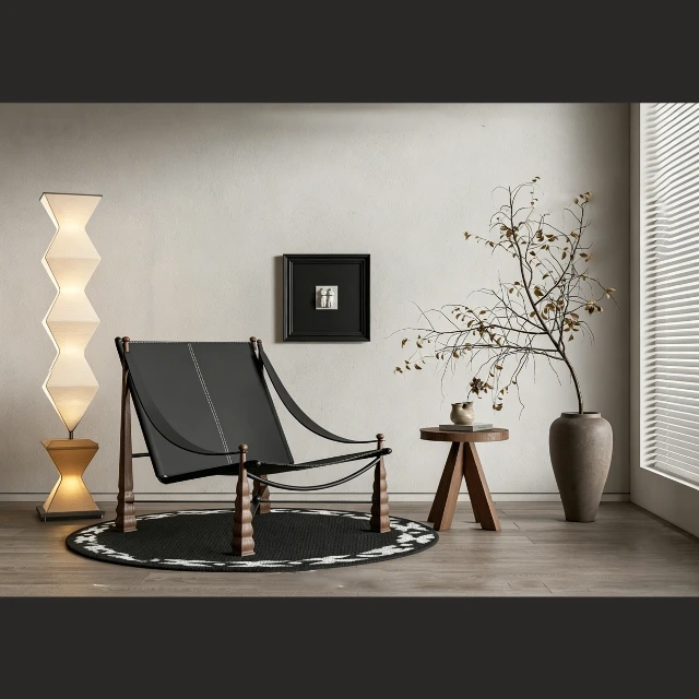 Wabi-sabi style simple indoor lounge chair 3d model