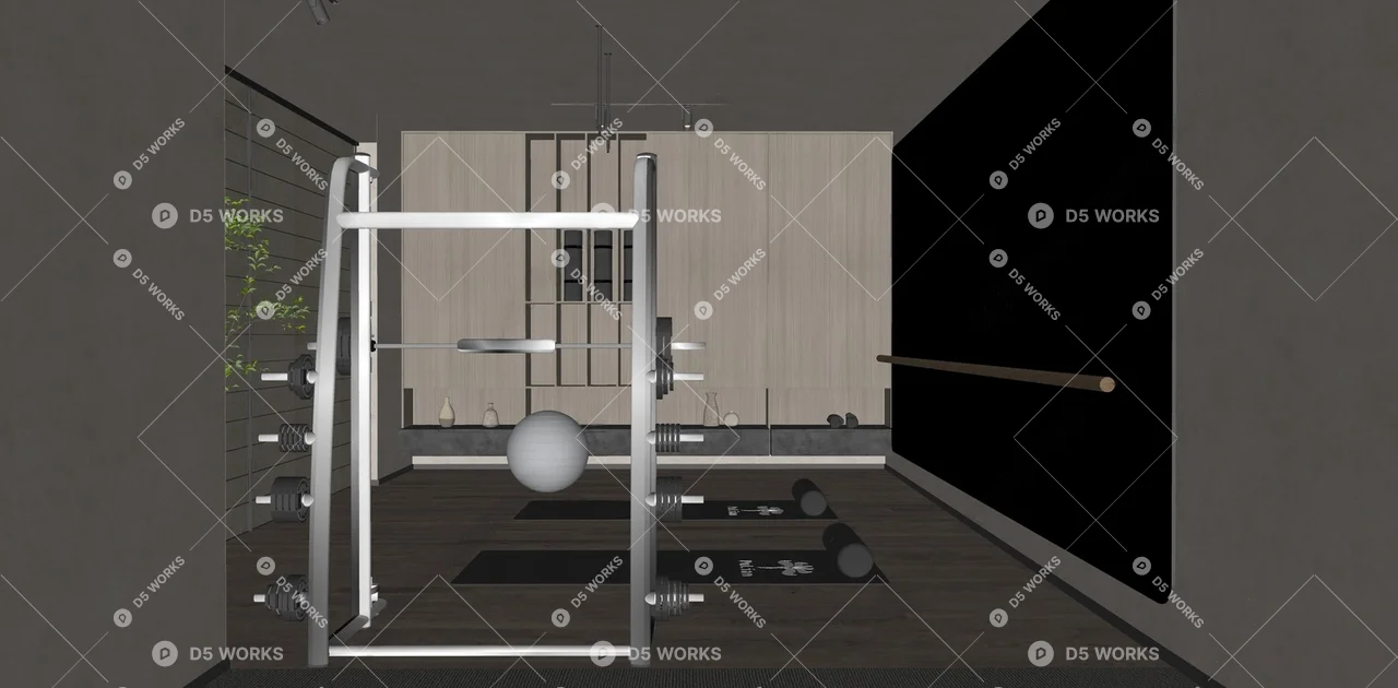 Modern Yoga Room 3d model thumbnail 2