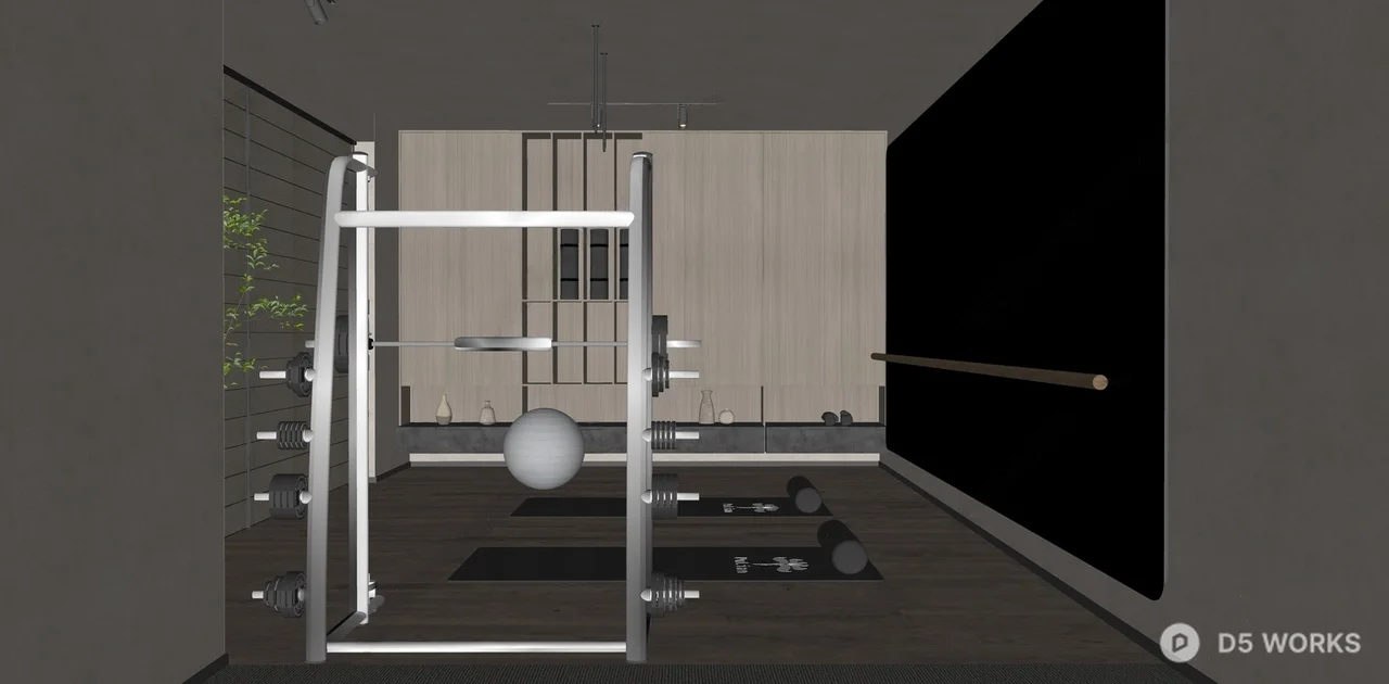 Modern Minimalist Home Gym Space 3d model thumbnail 2