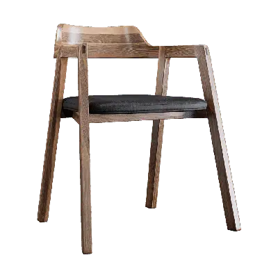 modern wooden leather stool dining chair 3d model