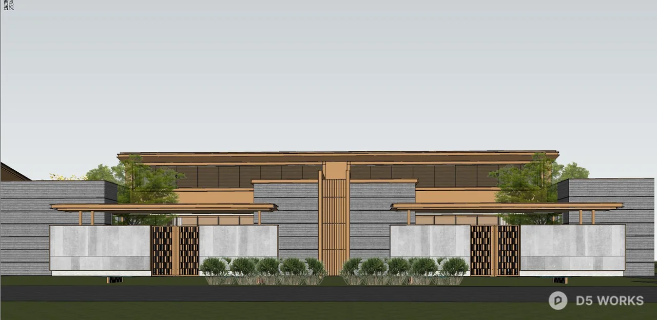 Modern Villa Courtyard With Minimalist Pavilion And Water-Reflective Paving 3d model thumbnail 7