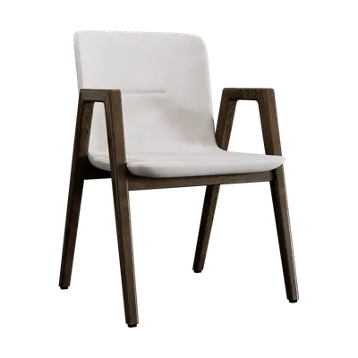 Italian Milotti Light Color Fabric Armrest Dining Chair 3d model