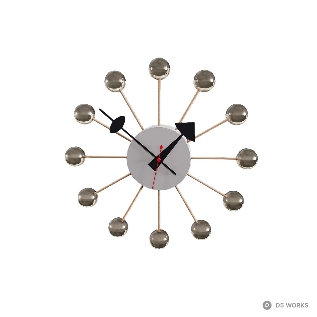 Mid-Century Modern Ball Wall Clock 3d model - Image 1