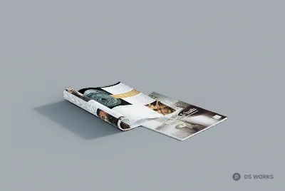 Open Magazine On Gray Background 3d model - Image 1