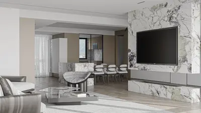 Modern Minimalist Living Dining Space 3d model