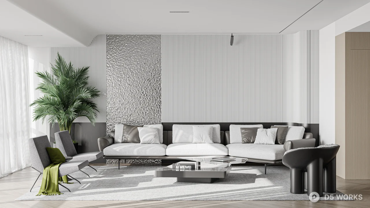 Modern Minimalist Living Dining Space 3d model thumbnail 4