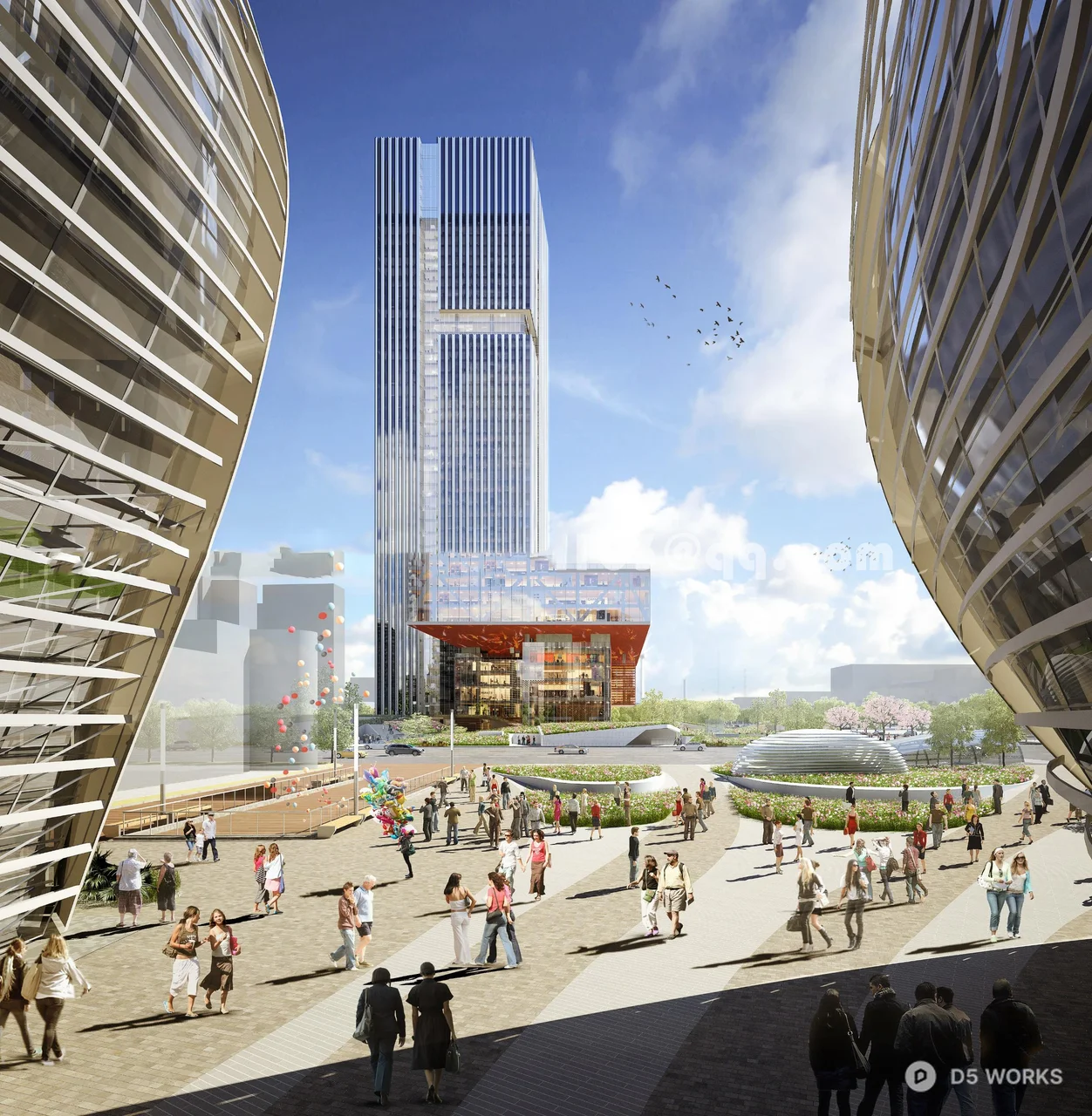 Urban Park With Modern Architecture Integration 3d model thumbnail 2