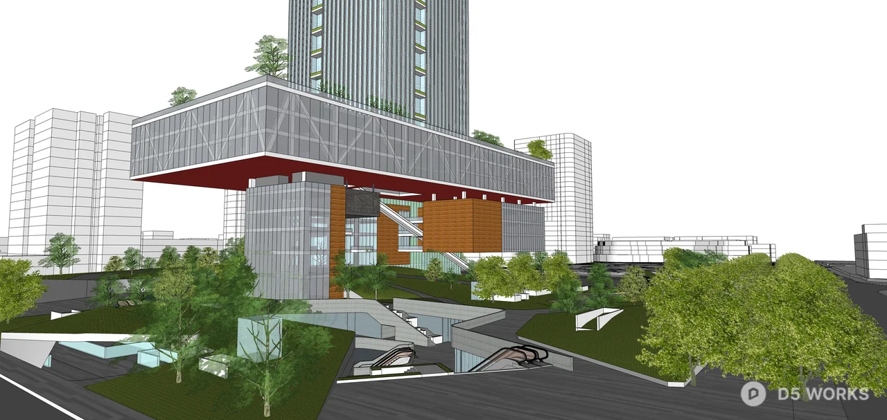Urban Park With Modern Architecture Integration 3d model thumbnail 6
