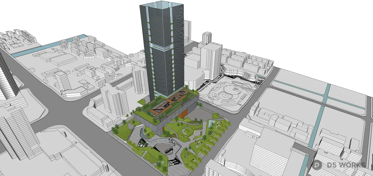 Urban Park With Modern Architecture Integration 3d model thumbnail 5