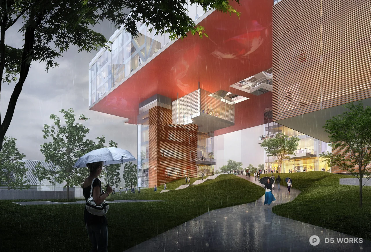Urban Park With Modern Architecture Integration 3d model thumbnail 3