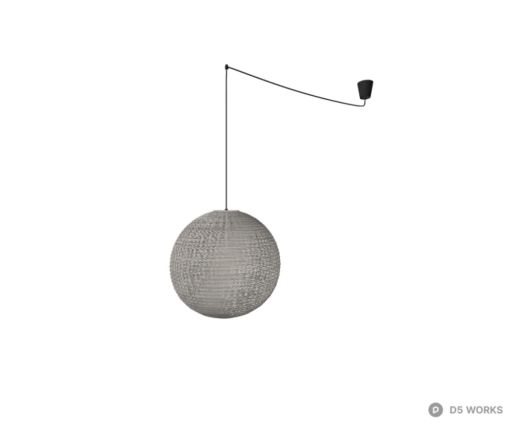 Modern Japanese Paper Globe Pendant Light 3d model thumbnail 2