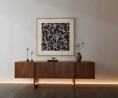 Mid Century Modern Solid Wood Sideboard Scene 3d model