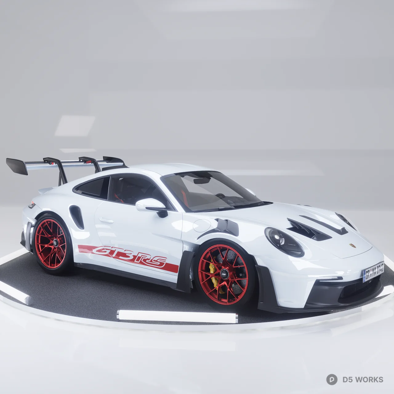 White Sports Car Model With Red Accents 3d model - Image 1