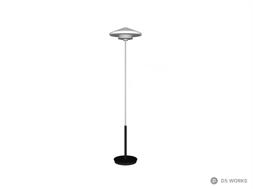Modern Minimalist Disc Shade Floor Lamp 3d model thumbnail 2