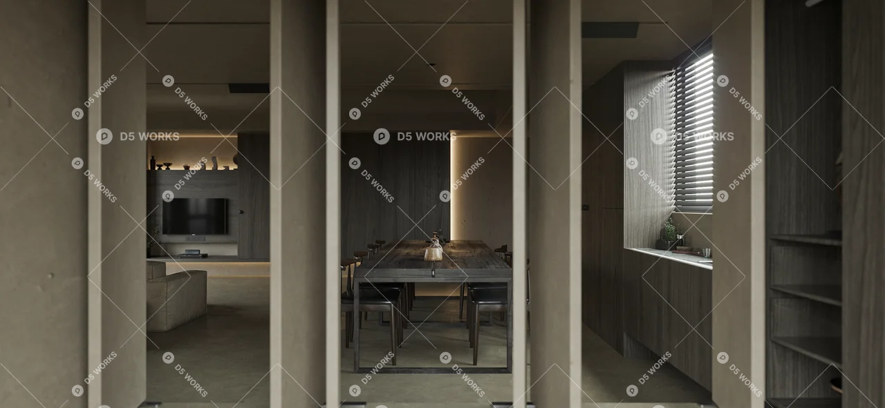 Living & Dining Room 3d model thumbnail 6